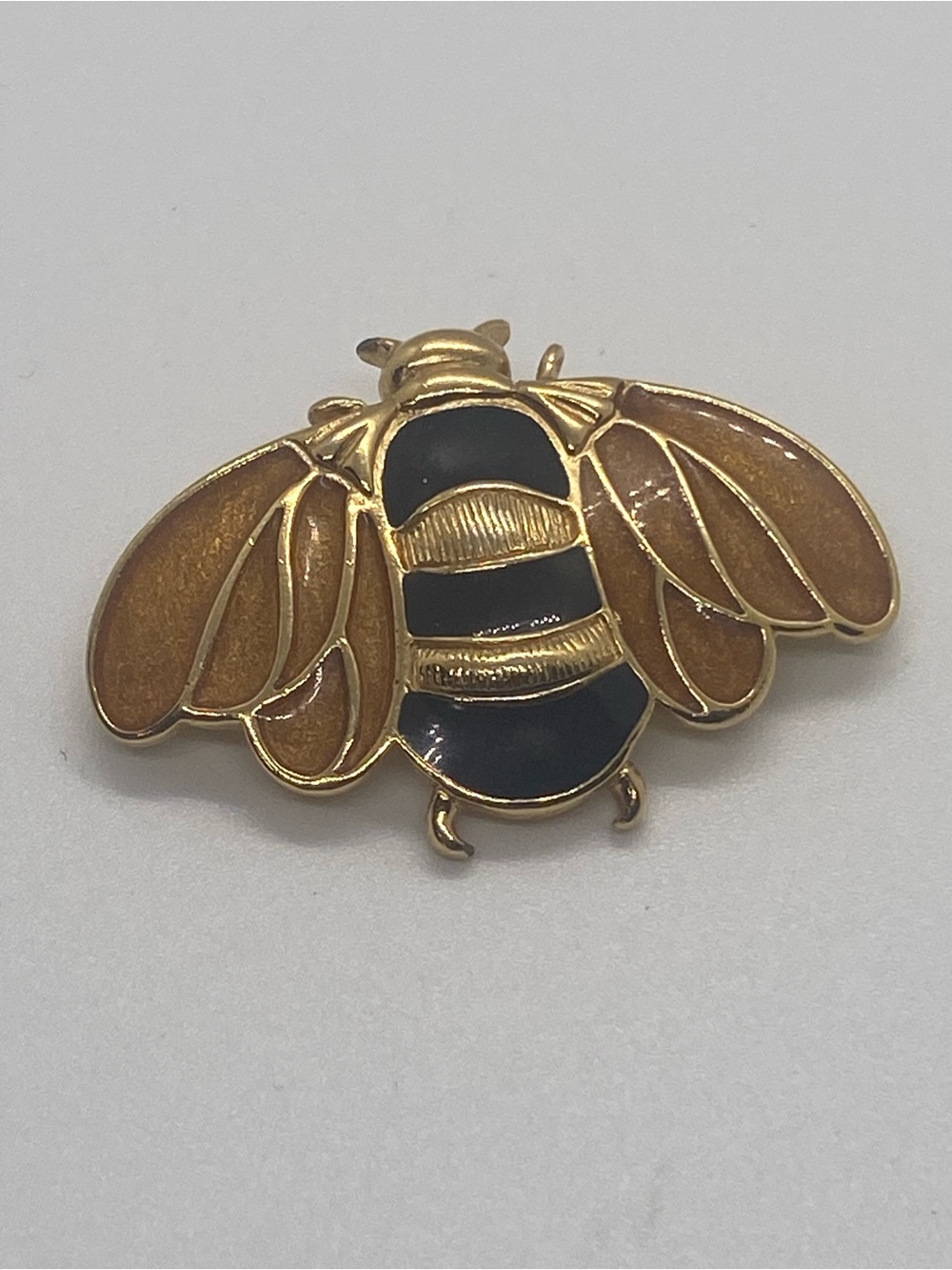 Trifari Gold Bee Brooch with Black Stripes